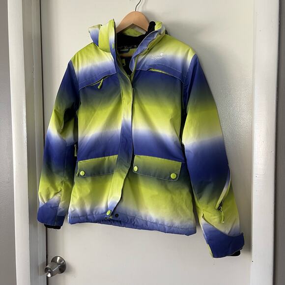 Liquid Freerider 8000mm Women's Small Snowboard Ski Jacket Blue Green Neon - Picture 2 of 7